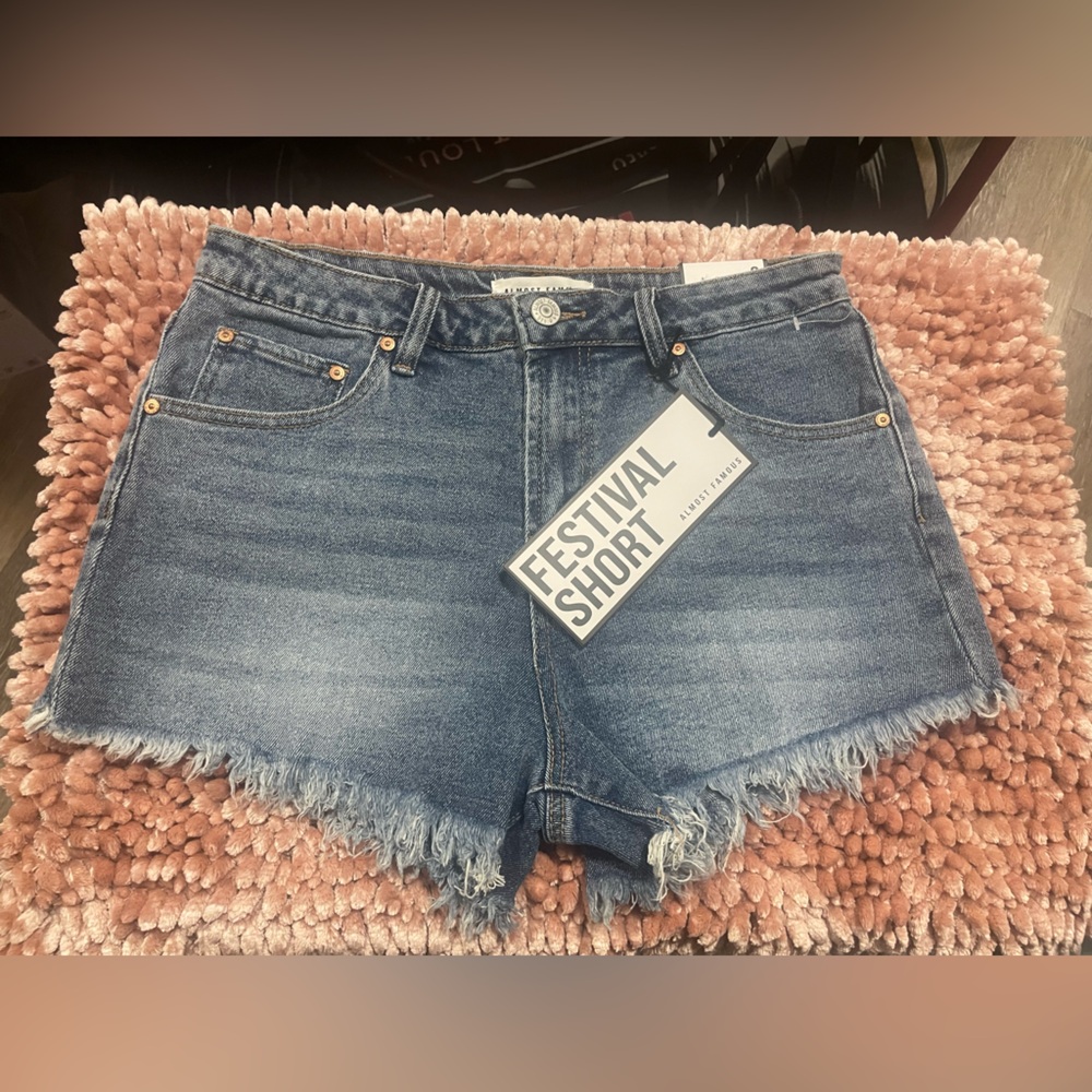 Almost Famous Blue Denim Festival Jean Shorts